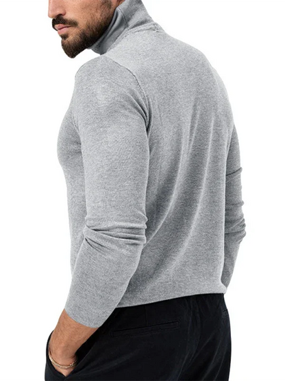 Men Turtleneck Long-Sleeves T-Shirt – Breathable - Red