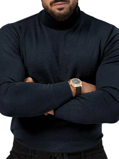Men Turtleneck Long-Sleeves T-Shirt – Breathable - Red