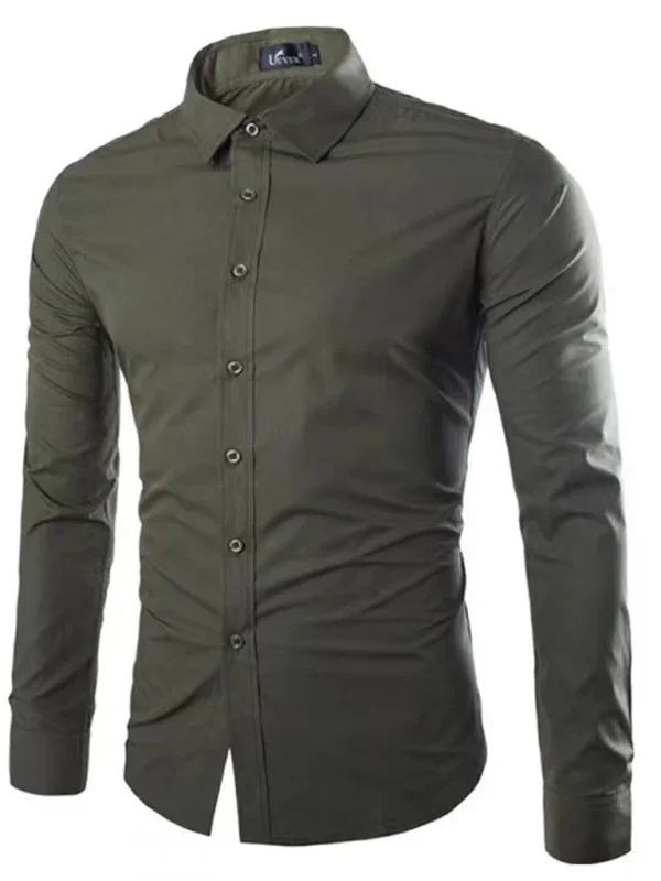 Men Casual Long Sleeves Button-Down Shirt – Wrinkle-Resistant - Green, Black