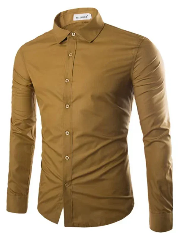 Men Casual Long Sleeves Button-Down Shirt – Wrinkle-Resistant - Green, Black