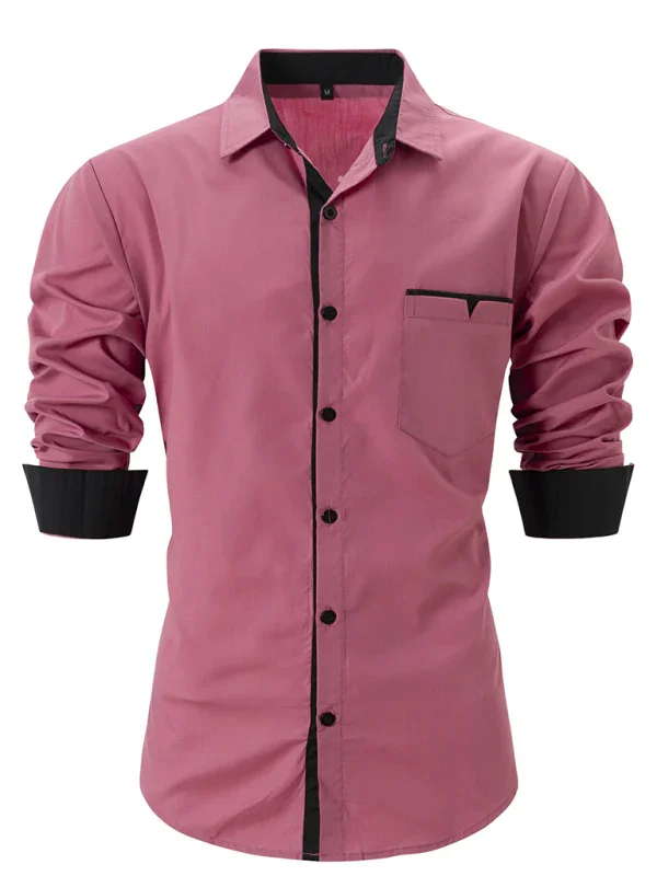 Men Cotton Long Sleeves Regular Fit Casual Shirt – Breathable - Pink, Black