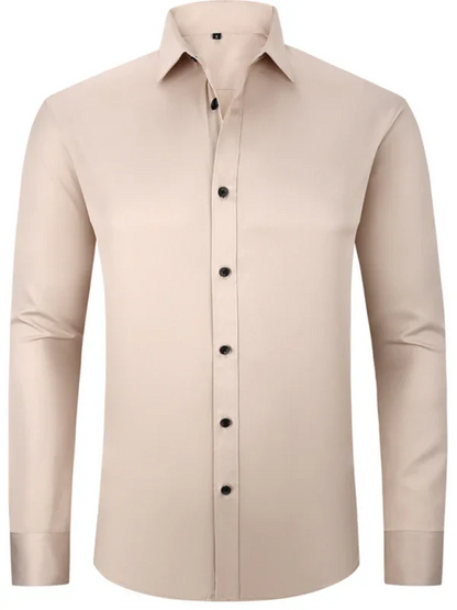 Men Long Sleeves Regular Fit Button-Down Shirt – Wrinkle-Resistant - Navy, Blue