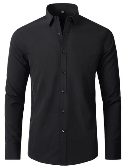 Men Long Sleeves Regular Fit Button-Down Shirt – Wrinkle-Resistant - Navy, Blue