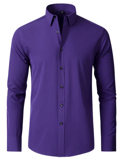 Men Long Sleeves Regular Fit Button-Down Shirt – Wrinkle-Resistant - Navy, Blue