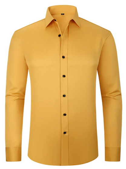 Men Long Sleeves Regular Fit Button-Down Shirt – Wrinkle-Resistant - Navy, Blue
