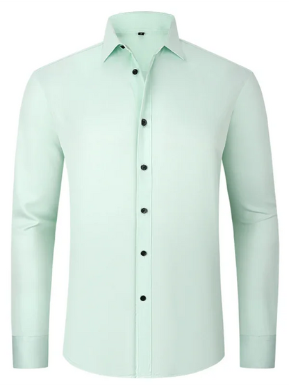 Men Long Sleeves Regular Fit Button-Down Shirt – Wrinkle-Resistant - Navy, Blue