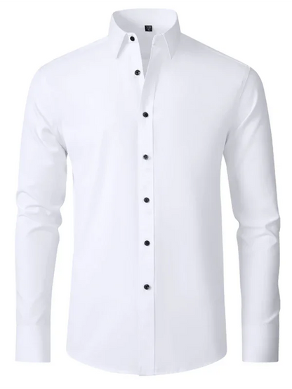 Men Long Sleeves Regular Fit Button-Down Shirt – Wrinkle-Resistant - Navy, Blue