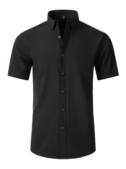Men Short Sleeves Button-Down Regular Fit Dress Shirt – Wrinkle-Resistant - Purple