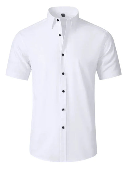 Men Short Sleeves Button-Down Regular Fit Dress Shirt – Wrinkle-Resistant - Purple