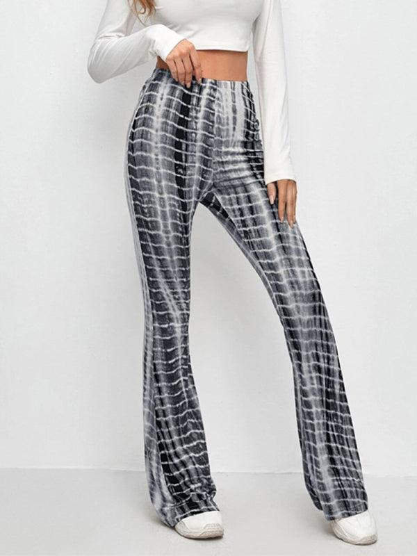 Printed Slim Casual Flared Trousers