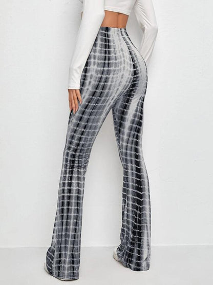 Printed Slim Casual Flared Trousers