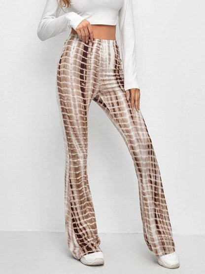 Printed Slim Casual Flared Trousers