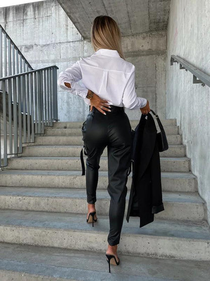 Chic Women's Trousers – High-Waist Slim Fit