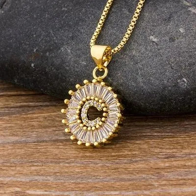 Initial Letter Pendant Necklace - Charm Jewelry -Guocali
