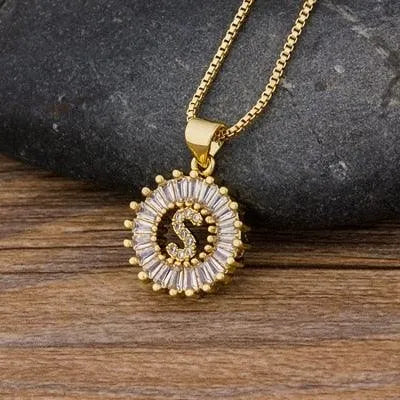 Initial Letter Pendant Necklace - Charm Jewelry -Guocali