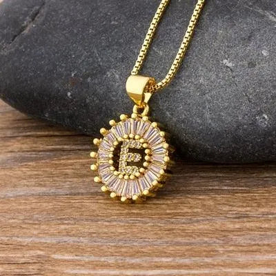 Initial Letter Pendant Necklace - Charm Jewelry -Guocali