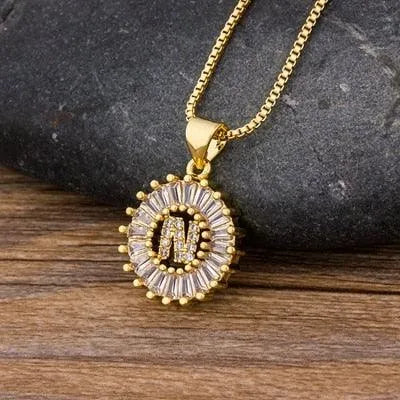 Initial Letter Pendant Necklace - Charm Jewelry -Guocali