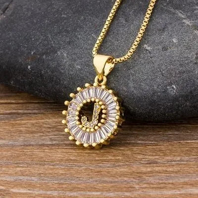 Initial Letter Pendant Necklace - Charm Jewelry -Guocali