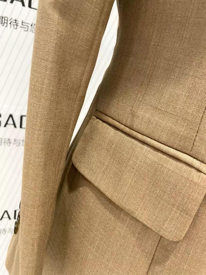 Khaki Three Piece Suit - Women Trouser Suit - Pantsuit - Guocali