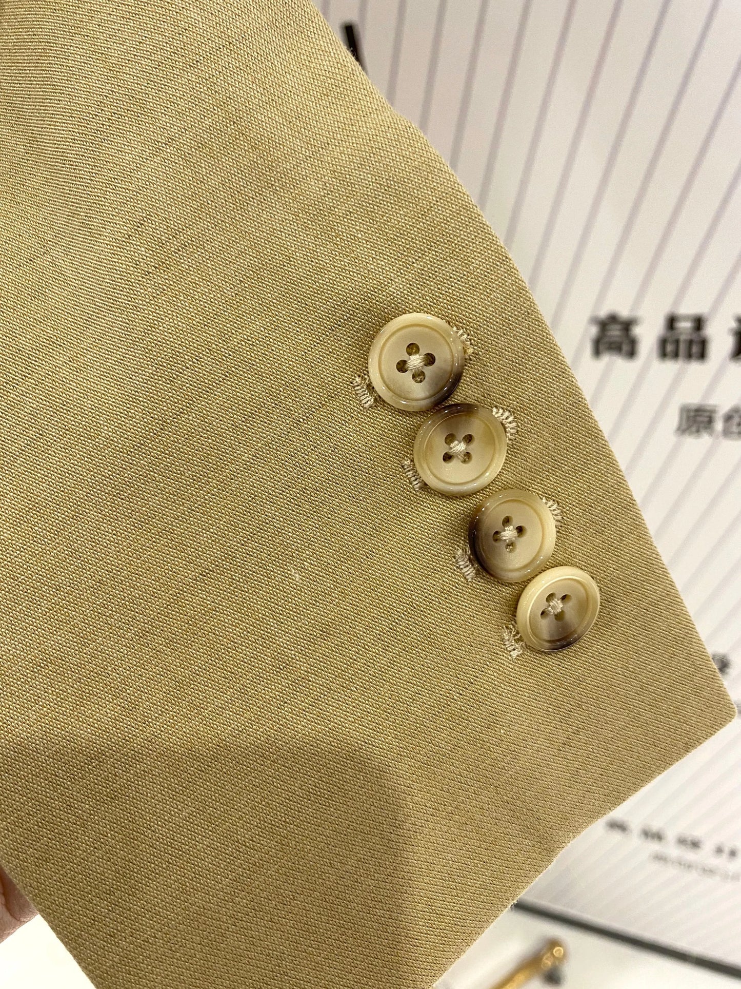 Khaki Women Pant Suit - Double Breasted Trouser Suit -Guocali