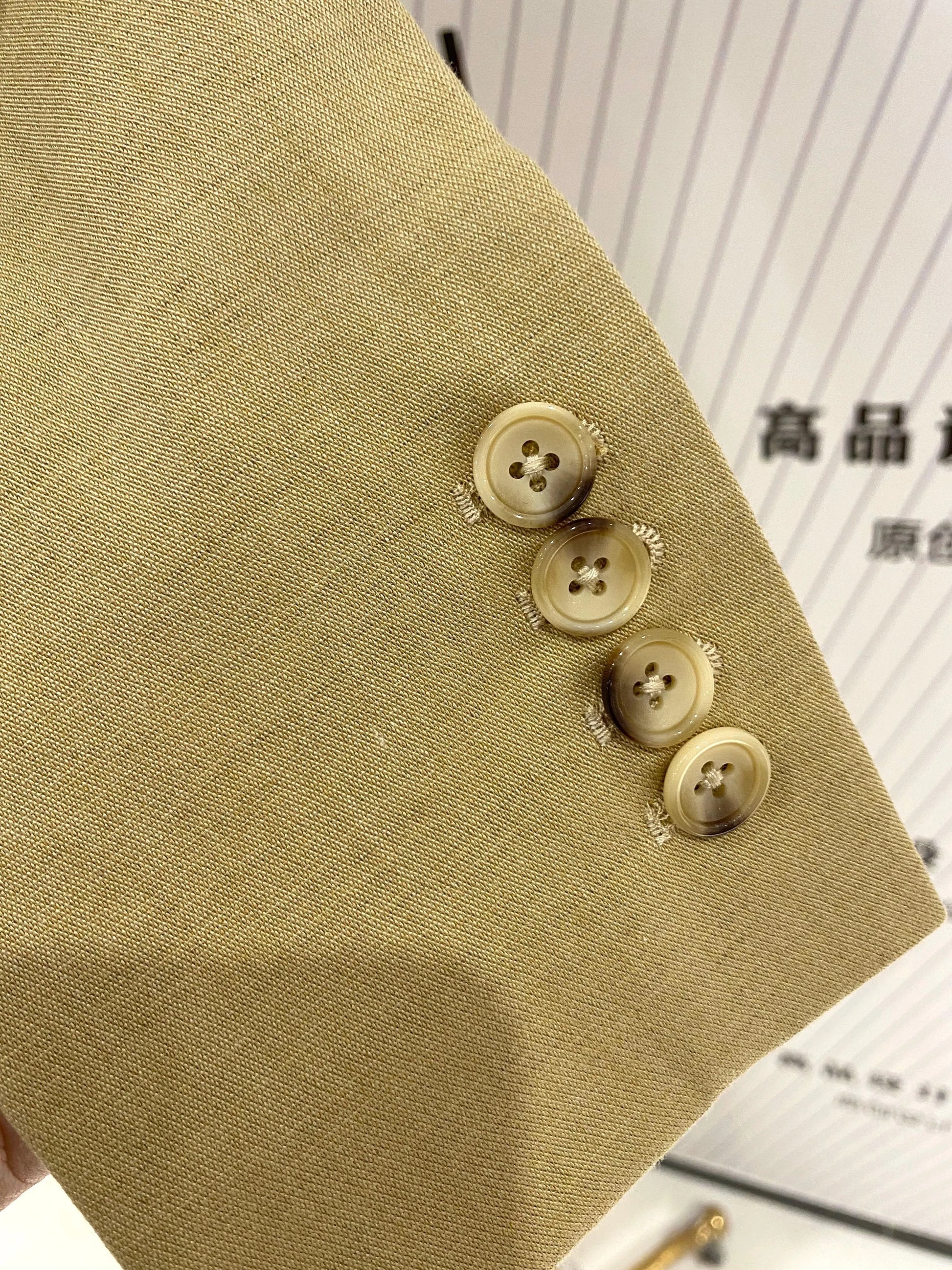 Khaki Women Pant Suit - Double Breasted Trouser Suit -Guocali