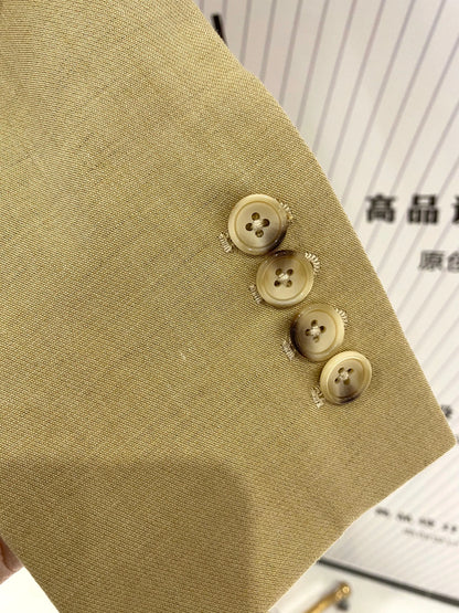 Khaki Women Pant Suit - Double Breasted Trouser Suit -Guocali