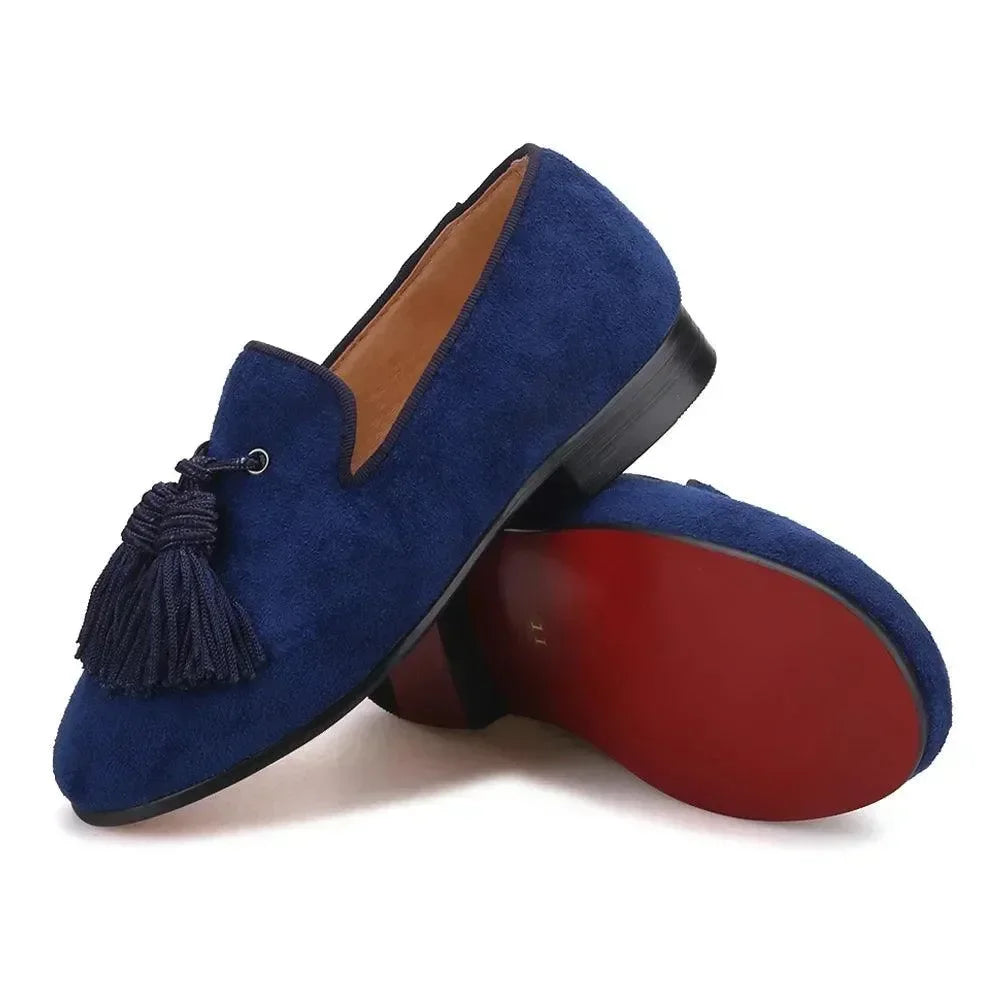 Kids Dress Tassel Smoking Loafers - Slip-On Flat Formal Dress Shoes