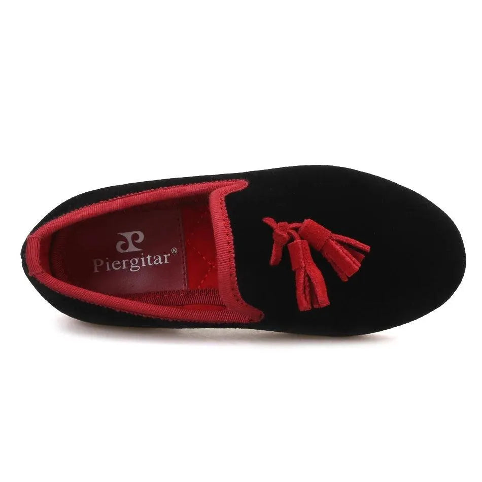 Kids Loafers Black Velvet Children's Loafers with Tassels - Loafer Shoes - Guocali