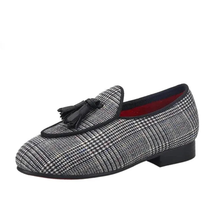 Kids Loafers Classic Charm: Plaid Tassel Loafer Shoes for Stylish Youngsters - Loafer Shoes - Guocali