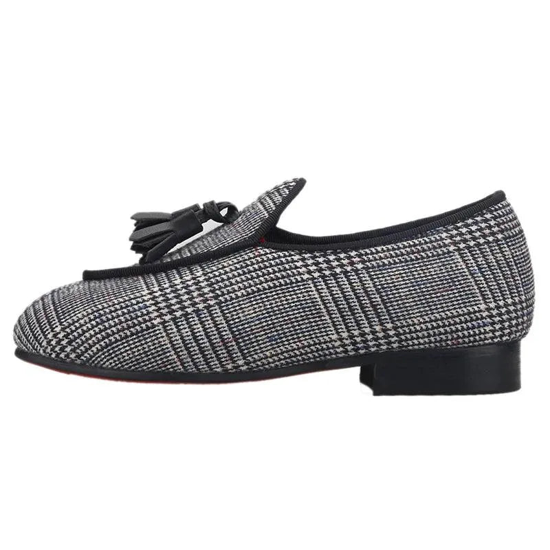 Kids Loafers Classic Charm: Plaid Tassel Loafer Shoes for Stylish Youngsters - Loafer Shoes - Guocali