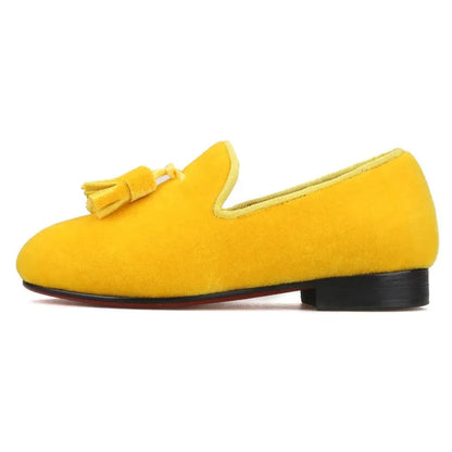 Kids Loafers Golden Velvet Kids' Handmade Loafer Shoes: Perfect for Children's Parties - Loafer Shoes - Guocali