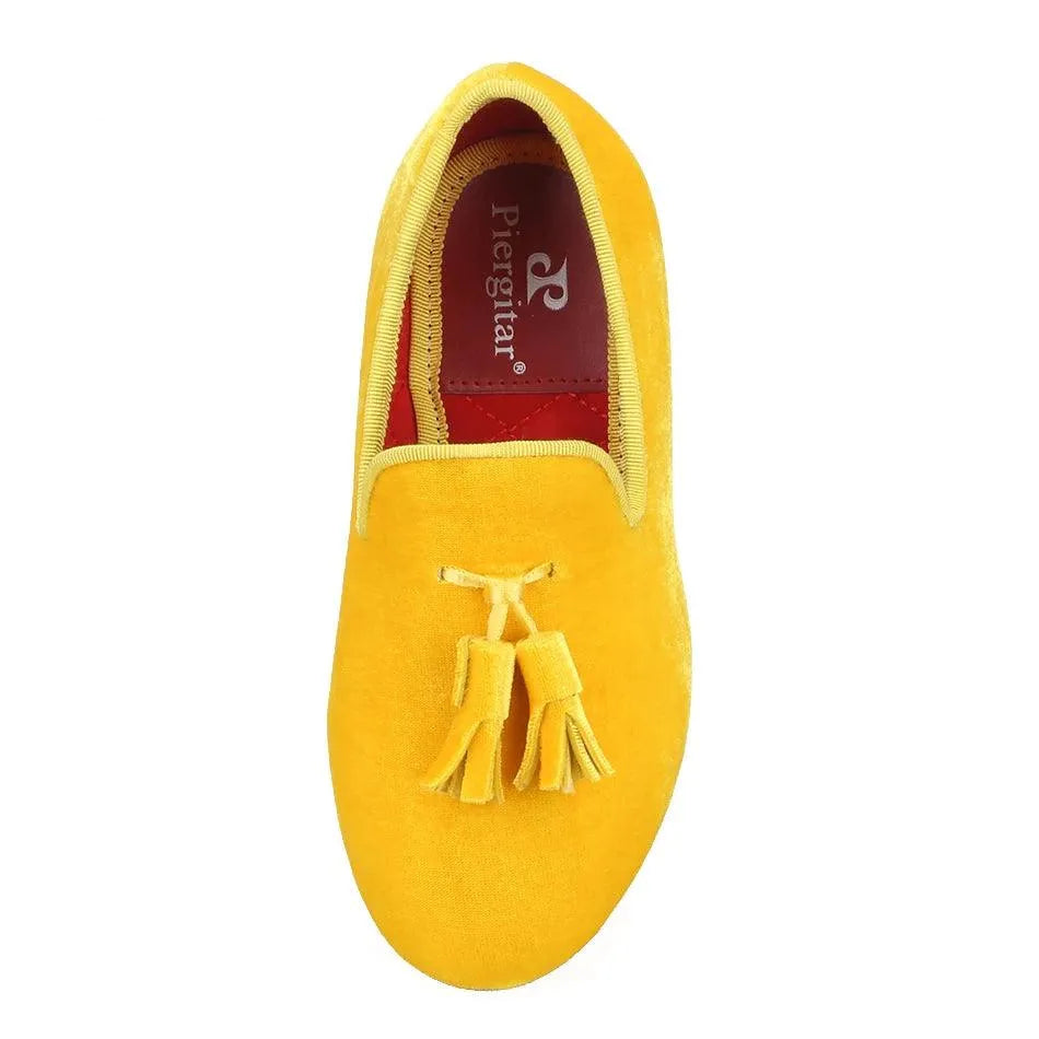 Kids Loafers Golden Velvet Kids' Handmade Loafer Shoes: Perfect for Children's Parties - Loafer Shoes - Guocali