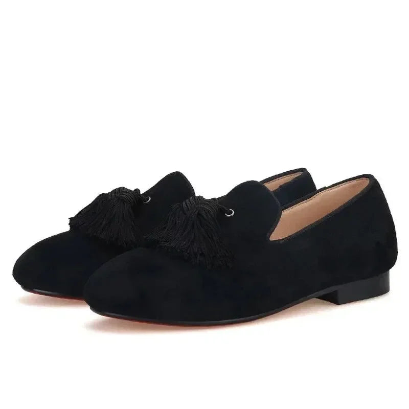 Kids Loafers Handmade Toddler Shoes For Birthday Tassel Shoes Red Bottom -Guocali