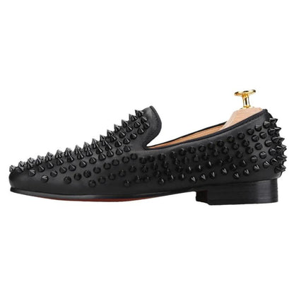 Kids Loafers Little Trendsetter: Handcrafted Genuine Leather Spiked Loafers with Red Soles for Kids - Loafer Shoes - Guocali