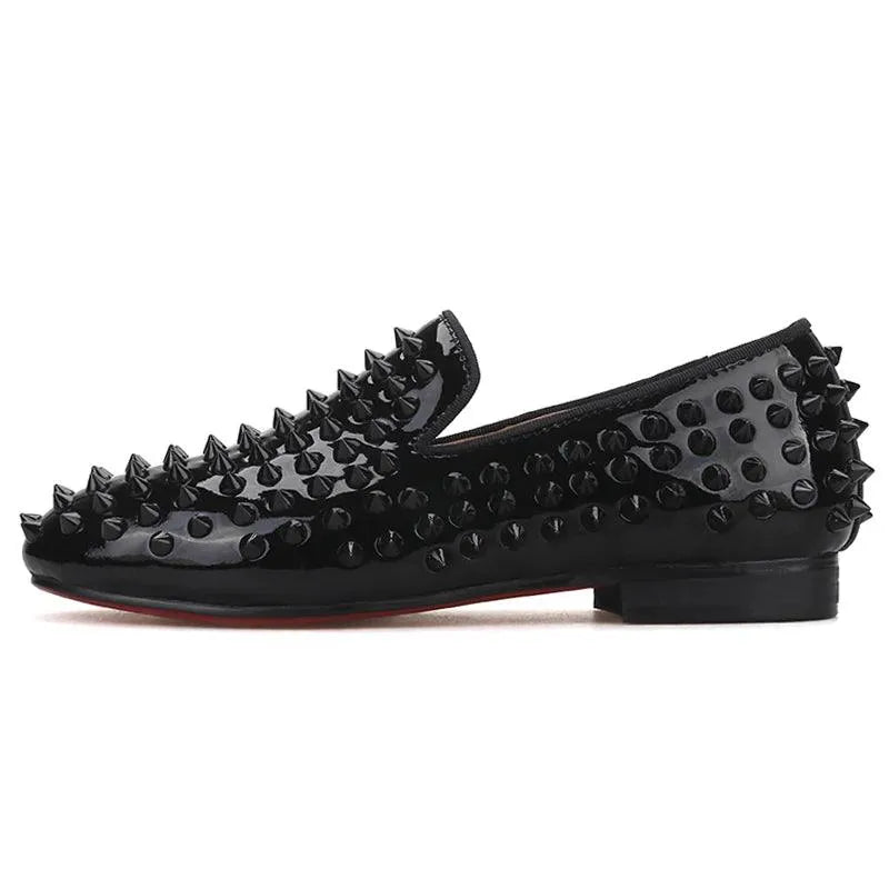 Kids Loafers Matching Sophistication: Handmade Spiked Loafers for Kids - Loafer Shoes - Guocali