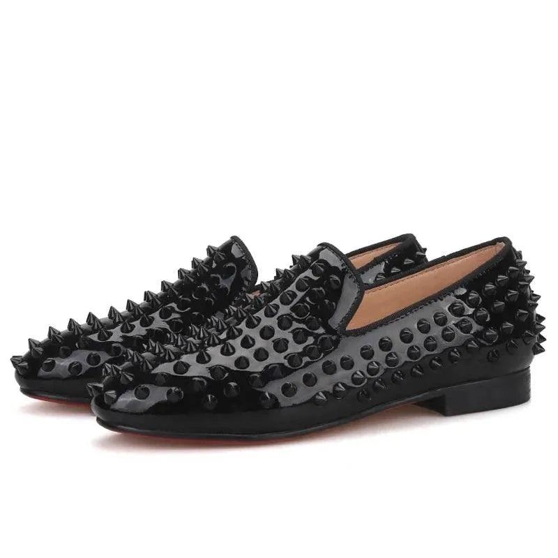 Kids Loafers Matching Sophistication: Handmade Spiked Loafers for Kids - Loafer Shoes - Guocali