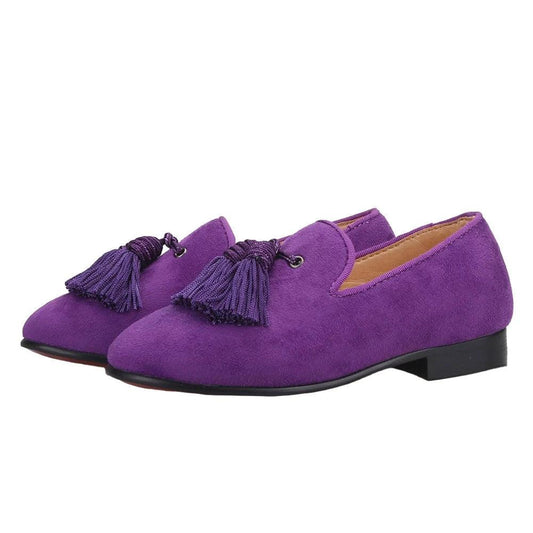 Kids Loafers Matching Style - Handcrafted Purple Suede Loafers for Parents and Kids-Loafer Shoes-GUOCALI