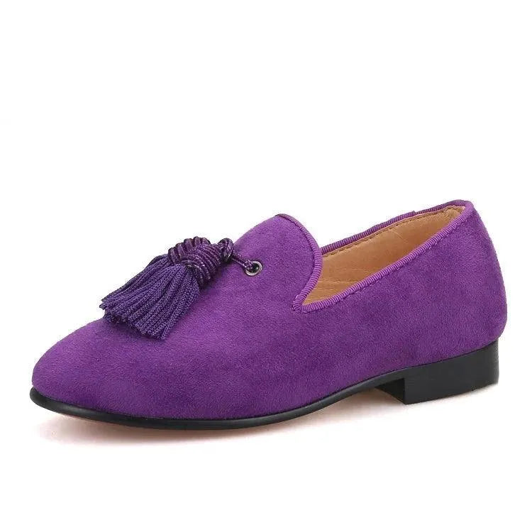 Kids Loafers Matching Style - Handcrafted Purple Suede Loafers for Parents and Kids - Loafer Shoes - Guocali