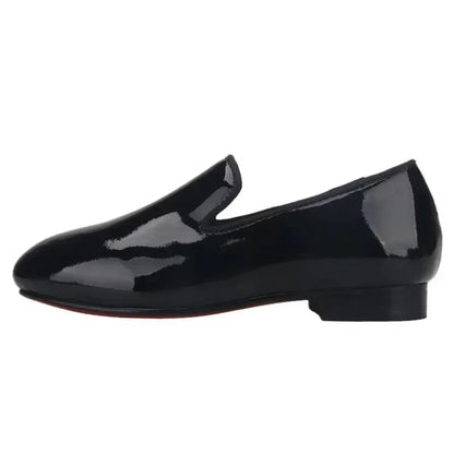 Kids Loafers Refined Elegance: Handmade Children's Patent Leather Loafer -Guocali
