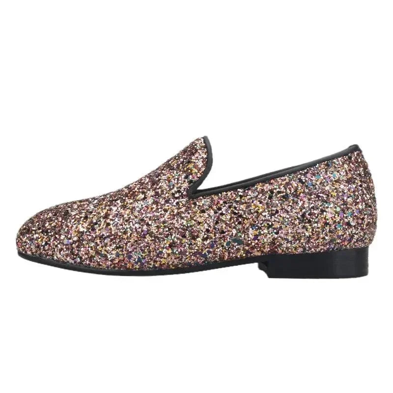 Kids Loafers Sparkle Step: Handcrafted Multicolor Children's Loafers -Guocali