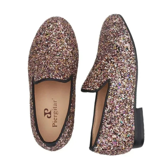 Kids Loafers Sparkle Step: Handcrafted Multicolor Children's Loafers -Guocali
