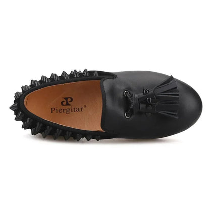 Kids Loafers Spike & Style: Kids' Loafer Shoes with Tassel Accents -Guocali