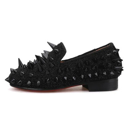 Kids Loafers Spiked Elegance: Handmade Children's Loafers -Guocali