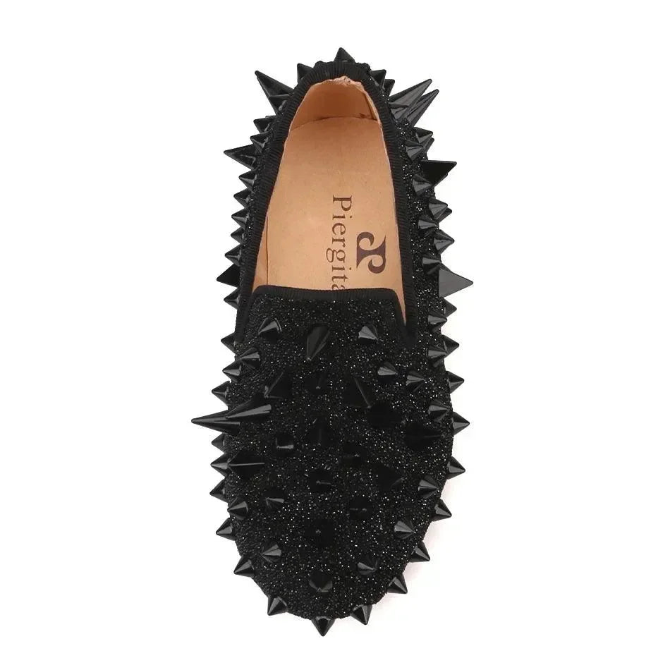 Kids Loafers Spiked Elegance: Handmade Children's Loafers -Guocali