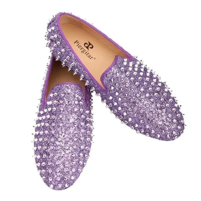 Kids Loafers Spiky Violet Delight: Trendy Loafers for Toddlers and Big Kids -Guocali