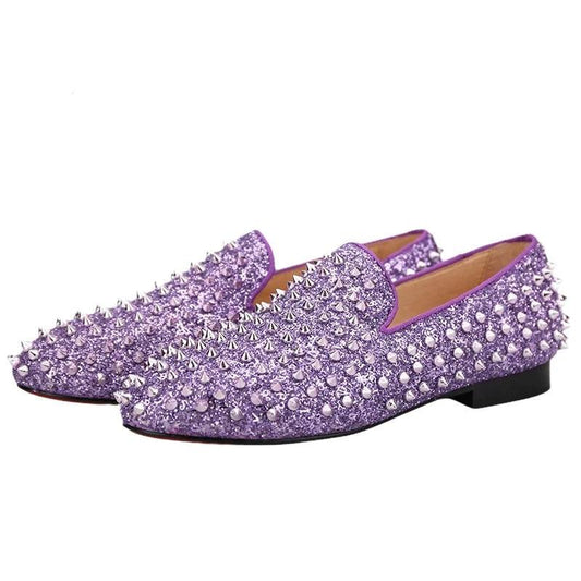 Kids Loafers Spiky Violet Delight: Trendy Loafers for Toddlers and Big Kids-Loafer Shoes-GUOCALI