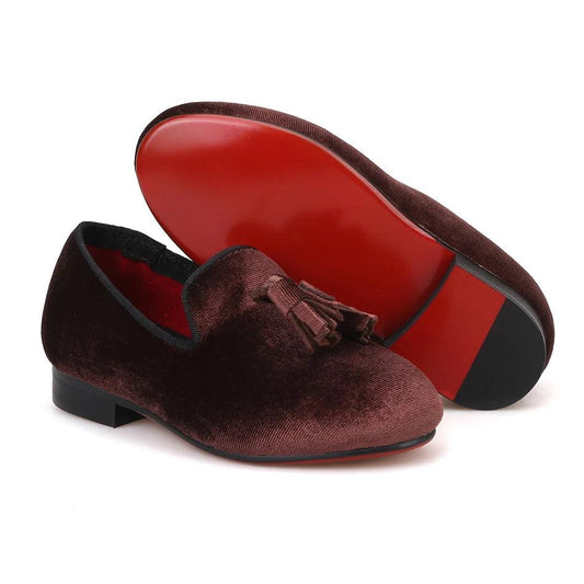Kids Loafers Stylish Brown Children's Tassel Loafers: Handmade Party Kid Casual Shoes-Loafer Shoes-GUOCALI