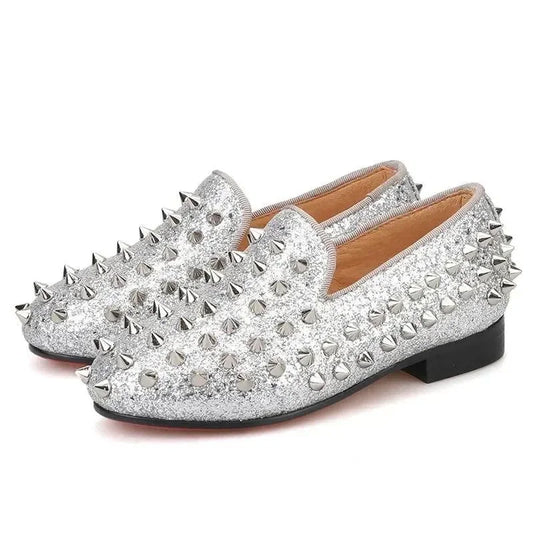 Kids Loafers Timeless Elegance: Handmade Spiked Loafers for Kids -Guocali
