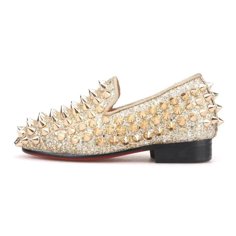 Kids Loafers Timeless Elegance: Handmade Spiked Loafers for Kids - Loafer Shoes - Guocali