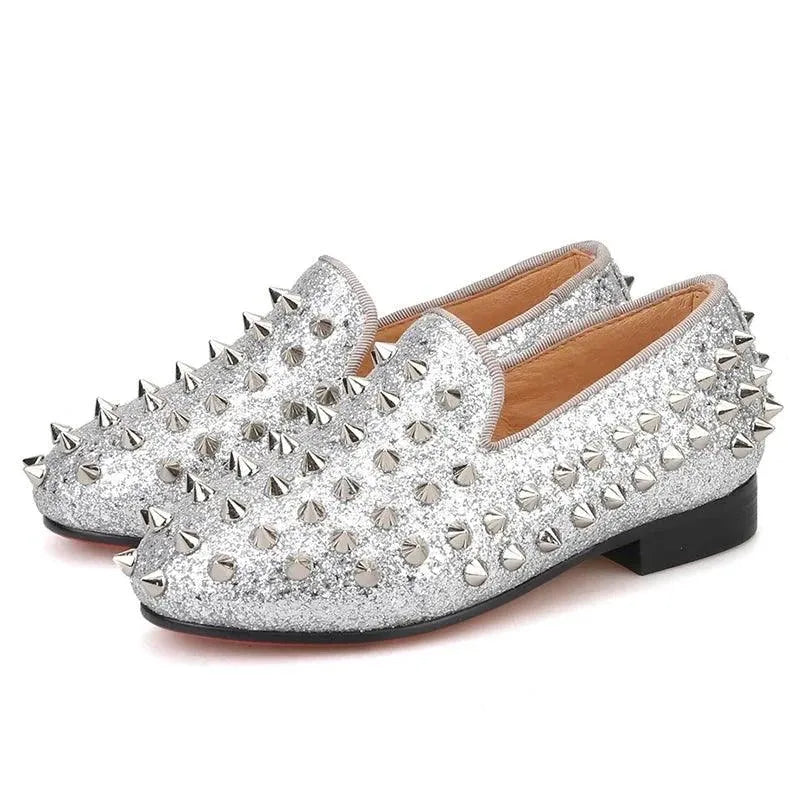 Kids Loafers Timeless Elegance: Handmade Spiked Loafers for Kids - Loafer Shoes - Guocali